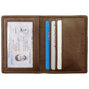 Genuine Leather Men's Bifold Card Holder with RFID Blocking